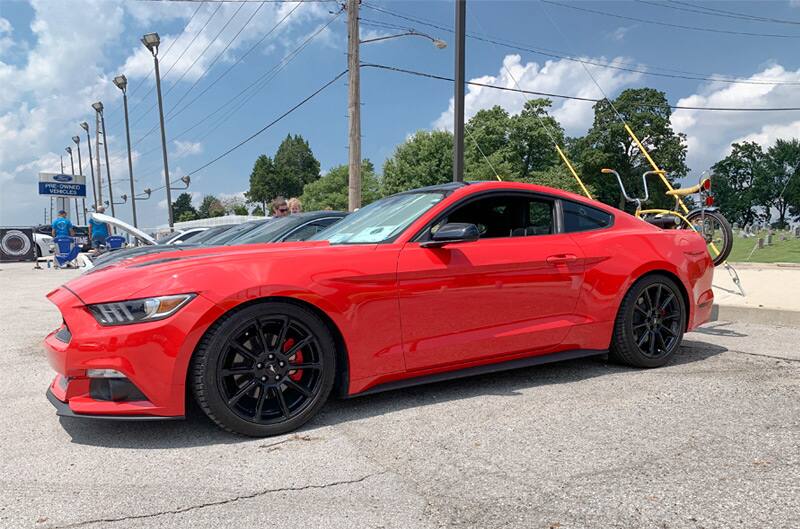 Mustang with bike store rack